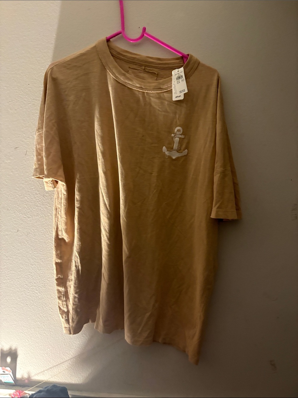 aerie Tan Short Sleeve Anchor Graphic Tee
